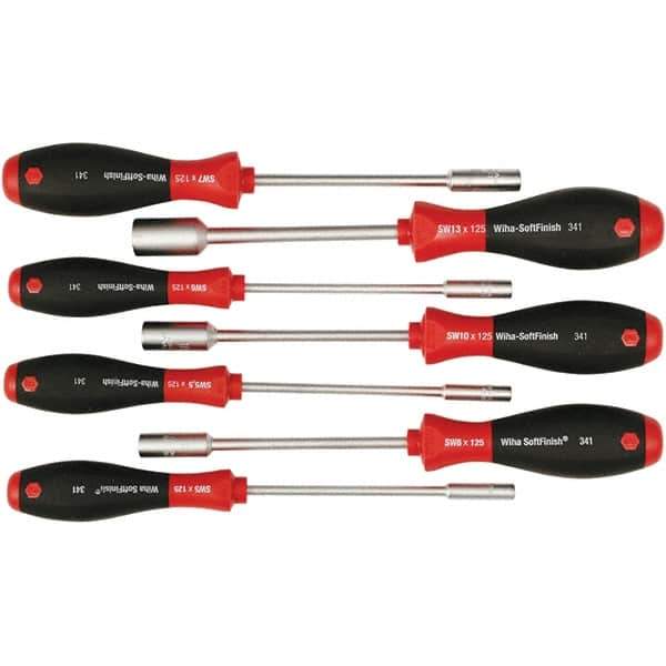 Wiha - 7 Piece, 5 to 13mm Nut Driver Set - Standard Shaft, Cushion Grip Handle - Industrial Tool & Supply