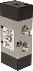 ARO/Ingersoll-Rand - 1/4" Inlet x 1/4" Outlet, Pilot Actuator, Spring Return, 2 Position, Body Ported Solenoid Air Valve - 0.7 CV, 4 Way, 140 psi, 122° Max Temp, 15° Min Temp - Industrial Tool & Supply