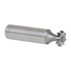 Made in USA - 1/2" Diam x 1/8" Face Width, High Speed Steel, 8 Teeth, Shank Connection Woodruff Keyseat Cutter - Uncoated, 2-1/8" OAL x 1/2" Shank, Staggered Teeth, ANSI 404, Old Standard 3 - Industrial Tool & Supply