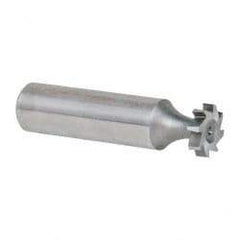 Made in USA - 1/2" Diam x 1/8" Face Width, High Speed Steel, 8 Teeth, Shank Connection Woodruff Keyseat Cutter - Uncoated, 2-1/8" OAL x 1/2" Shank, Staggered Teeth, ANSI 404, Old Standard 3 - Industrial Tool & Supply