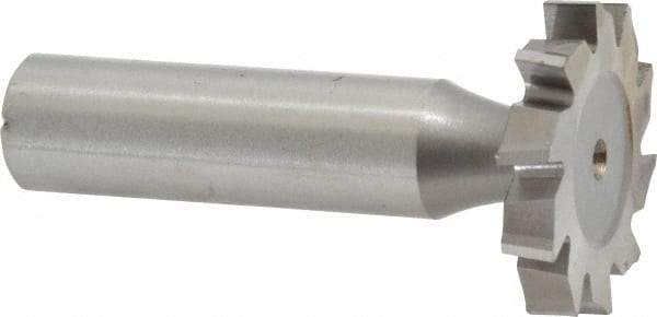 Made in USA - 1-1/8" Diam x 3/16" Face Width, High Speed Steel, 10 Teeth, Shank Connection Woodruff Keyseat Cutter - Uncoated, 2-3/16" OAL x 1/2" Shank, Staggered Teeth, ANSI 609, Old Standard 16 - Industrial Tool & Supply