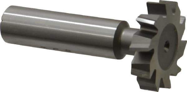 Made in USA - 1-1/8" Diam x 1/4" Face Width, High Speed Steel, 10 Teeth, Shank Connection Woodruff Keyseat Cutter - Uncoated, 2-1/4" OAL x 1/2" Shank, Staggered Teeth, ANSI 809, Old Standard 18 - Industrial Tool & Supply