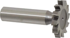 Made in USA - 1-1/4" Diam x 3/16" Face Width, High Speed Steel, 12 Teeth, Shank Connection Woodruff Keyseat Cutter - Uncoated, 2-3/16" OAL x 1/2" Shank, Staggered Teeth, ANSI 610, Old Standard 19 - Industrial Tool & Supply