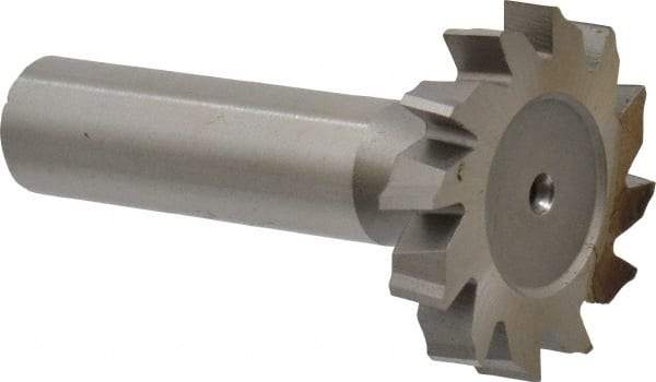 Made in USA - 1-1/4" Diam x 7/32" Face Width, High Speed Steel, 12 Teeth, Shank Connection Woodruff Keyseat Cutter - Uncoated, 2-7/32" OAL x 1/2" Shank, Staggered Teeth, ANSI 710, Old Standard 20 - Industrial Tool & Supply