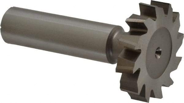 Made in USA - 1-1/4" Diam x 1/4" Face Width, High Speed Steel, 12 Teeth, Shank Connection Woodruff Keyseat Cutter - Uncoated, 2-1/4" OAL x 1/2" Shank, Staggered Teeth, ANSI 810, Old Standard 21 - Industrial Tool & Supply