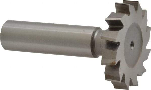 Made in USA - 1-3/8" Diam x 1/4" Face Width, High Speed Steel, 12 Teeth, Shank Connection Woodruff Keyseat Cutter - Uncoated, 2-1/4" OAL x 1/2" Shank, Staggered Teeth, ANSI 811, Old Standard 22 - Industrial Tool & Supply