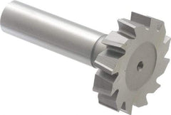 Made in USA - 1-3/8" Diam x 5/16" Face Width, High Speed Steel, 12 Teeth, Shank Connection Woodruff Keyseat Cutter - Uncoated, 2-5/16" OAL x 1/2" Shank, Staggered Teeth, ANSI 1011, Old Standard 23 - Industrial Tool & Supply