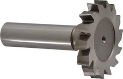 Made in USA - 1-1/2" Diam x 1/4" Face Width, High Speed Steel, 14 Teeth, Shank Connection Woodruff Keyseat Cutter - Uncoated, 2-1/4" OAL x 1/2" Shank, Staggered Teeth, ANSI 812, Old Standard 24 - Industrial Tool & Supply