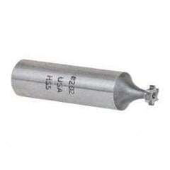 Made in USA - 1/4" Diam x 1/16" Face Width, High Speed Steel, 6 Teeth, Shank Connection Woodruff Keyseat Cutter - Uncoated, 2-1/16" OAL x 1/2" Shank, Staggered Teeth, ANSI 202, Old Standard 201 - Industrial Tool & Supply