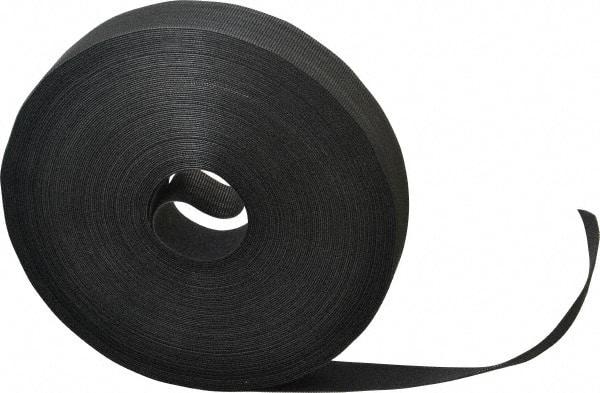 VELCRO Brand - 1" Wide x 25 Yd Long Self Fastening Tie/Strap Hook & Loop Roll - Continuous Roll, Black, Printable Surface - Industrial Tool & Supply