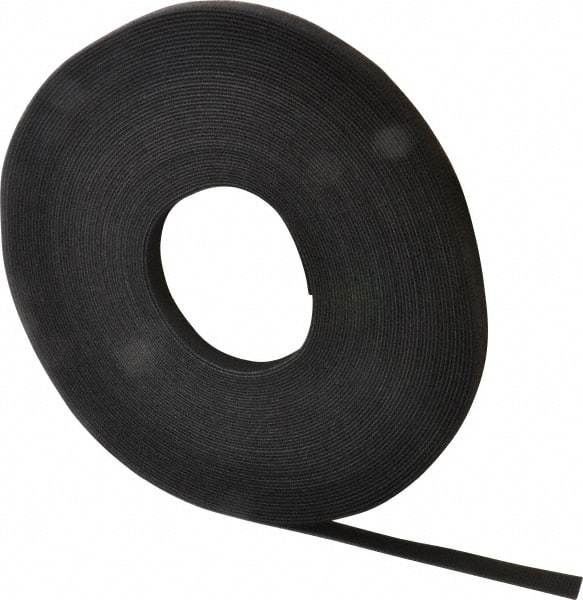VELCRO Brand - 1/2" Wide x 25 Yd Long Self Fastening Tie/Strap Hook & Loop Roll - Continuous Roll, Black - Industrial Tool & Supply