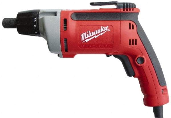 Milwaukee Tool - Pistol Grip Handle, 2,500 RPM, 10 to 140 In/Lb Torque, Electric Screwdriver - 1/4" Bit Holder, 120 Volts, 6.5 Amps - Industrial Tool & Supply