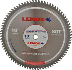 Lenox - 10" Diam, 5/8" Arbor Hole Diam, 80 Tooth Wet & Dry Cut Saw Blade - Titanium Carbide-Tipped, General Purpose Action, Standard Round Arbor - Industrial Tool & Supply