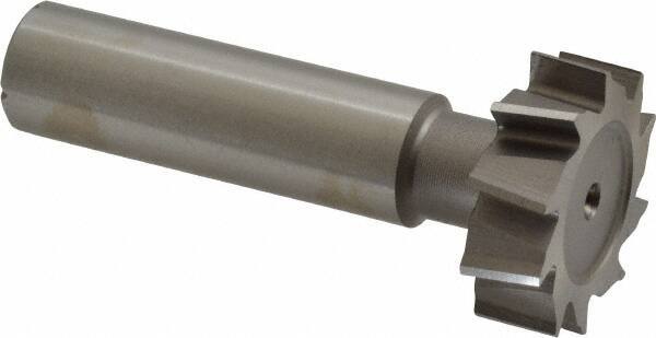 Made in USA - 1" Diam x 5/16" Face Width, High Speed Steel, 10 Teeth, Shank Connection Woodruff Keyseat Cutter - Uncoated, 2-5/16" OAL x 1/2" Shank, Staggered Teeth, ANSI 1008, Old Standard B - Industrial Tool & Supply