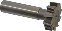 Made in USA - 1-1/8" Diam x 5/16" Face Width, High Speed Steel, 10 Teeth, Shank Connection Woodruff Keyseat Cutter - Uncoated, 2-5/16" OAL x 1/2" Shank, Staggered Teeth, ANSI 1009, Old Standard C - Industrial Tool & Supply