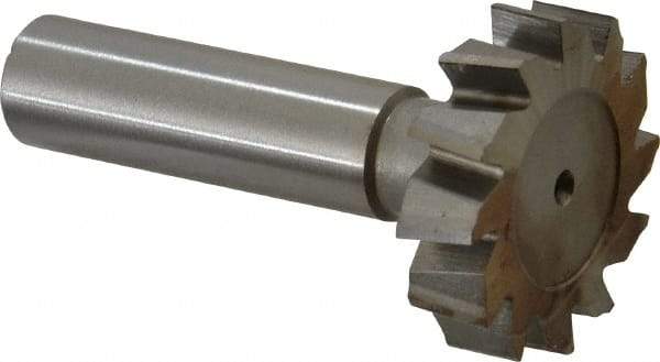 Made in USA - 1-1/4" Diam x 5/16" Face Width, High Speed Steel, 12 Teeth, Shank Connection Woodruff Keyseat Cutter - Uncoated, 2-5/16" OAL x 1/2" Shank, Staggered Teeth, ANSI 1010, Old Standard D - Industrial Tool & Supply