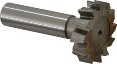 Made in USA - 1-1/4" Diam x 5/16" Face Width, High Speed Steel, 12 Teeth, Shank Connection Woodruff Keyseat Cutter - Uncoated, 2-5/16" OAL x 1/2" Shank, Staggered Teeth, ANSI 1010, Old Standard D - Industrial Tool & Supply