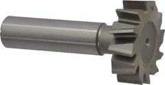 Made in USA - 1-1/4" Diam x 3/8" Face Width, High Speed Steel, 12 Teeth, Shank Connection Woodruff Keyseat Cutter - Uncoated, 2-3/8" OAL x 1/2" Shank, Staggered Teeth, ANSI 1210, Old Standard E - Industrial Tool & Supply