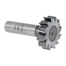Made in USA - 1-3/8" Diam x 3/8" Face Width, High Speed Steel, 12 Teeth, Shank Connection Woodruff Keyseat Cutter - Uncoated, 2-3/8" OAL x 1/2" Shank, Staggered Teeth, ANSI 1211, Old Standard F - Industrial Tool & Supply