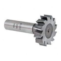 Made in USA - 1-3/8" Diam x 3/8" Face Width, High Speed Steel, 12 Teeth, Shank Connection Woodruff Keyseat Cutter - Uncoated, 2-3/8" OAL x 1/2" Shank, Staggered Teeth, ANSI 1211, Old Standard F - Industrial Tool & Supply