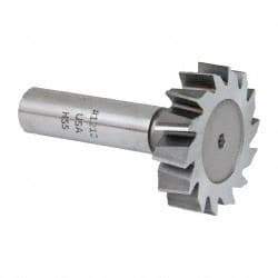 Made in USA - 1-1/2" Diam x 3/8" Face Width, High Speed Steel, 14 Teeth, Shank Connection Woodruff Keyseat Cutter - Uncoated, 2-3/8" OAL x 1/2" Shank, Staggered Teeth, ANSI 1212, Old Standard G - Industrial Tool & Supply