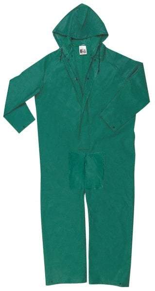 MCR Safety - Size 3XL, Green, Rain, Limited Flammability Coverall - 56" Chest, Snap Ankle, Take Up Snaps Wrist - Industrial Tool & Supply