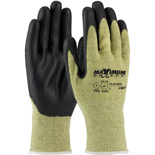 73-K1800/XL Task Specific Gloves - Maximum Safety - AR/FR Aramid Shell - Black Nitrile Grip - PPE Level 1 - A4 - Exact Industrial Supply