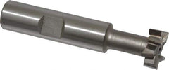 Made in USA - 21/32" Cut Diam, 17/64" Cut Width, 21/64" Neck Diam, 1/2" Shank Diam, 2-11/16" OAL, High Speed Steel T-Slot Cutter - Uncoated, 5/16" Bolt, 1-13/16" Shank Length, Staggered Teeth, 8 Teeth, Weldon Flat - Industrial Tool & Supply