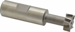 Made in USA - 25/32" Cut Diam, 21/64" Cut Width, 13/32" Neck Diam, 3/4" Shank Diam, 3-1/4" OAL, High Speed Steel T-Slot Cutter - Uncoated, 3/8" Bolt, 2-1/16" Shank Length, Staggered Teeth, 8 Teeth, Weldon Flat - Industrial Tool & Supply