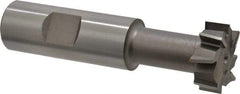 Made in USA - 31/32" Cut Diam, 25/64" Cut Width, 17/32" Neck Diam, 3/4" Shank Diam, 3-7/16" OAL, High Speed Steel T-Slot Cutter - Uncoated, 1/2" Bolt, 2-1/16" Shank Length, Staggered Teeth, 8 Teeth, Weldon Flat - Industrial Tool & Supply