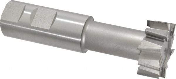 Made in USA - 1-15/32" Cut Diam, 5/8" Cut Width, 25/32" Neck Diam, 1" Shank Diam, 4-7/16" OAL, High Speed Steel T-Slot Cutter - Uncoated, 3/4" Bolt, 2-15/16" Shank Length, Staggered Teeth, 10 Teeth, Weldon Flat - Industrial Tool & Supply