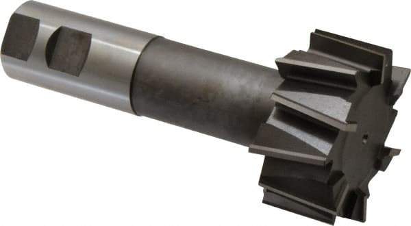 Made in USA - 2-21/32" Cut Diam, 1-11/32" Cut Width, 1-7/32" Neck Diam, 1-1/4" Shank Diam, 5-29/32" OAL, High Speed Steel T-Slot Cutter - Uncoated, 1-1/2" Bolt, 2-7/16" Shank Length, Staggered Teeth, 12 Teeth, Weldon Flat - Industrial Tool & Supply