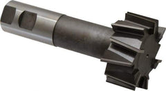 Made in USA - 2-21/32" Cut Diam, 1-11/32" Cut Width, 1-7/32" Neck Diam, 1-1/4" Shank Diam, 5-29/32" OAL, High Speed Steel T-Slot Cutter - Uncoated, 1-1/2" Bolt, 2-7/16" Shank Length, Staggered Teeth, 12 Teeth, Weldon Flat - Industrial Tool & Supply
