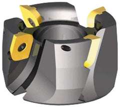 Kennametal - 3 Inserts, 2" Cut Diam, 3/4" Arbor Diam, 0.49" Max Depth of Cut, Indexable Square-Shoulder Face Mill - 0/90° Lead Angle, 2" High, LFEW 353...R Insert Compatibility, Series RPF - Industrial Tool & Supply