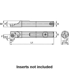 Kennametal - 0.23" Min Bore Diam, 2-1/2" OAL, 0.188" Shank Diam, A-SCLD Indexable Boring Bar - CD.. Insert, Screw Holding Method - Industrial Tool & Supply