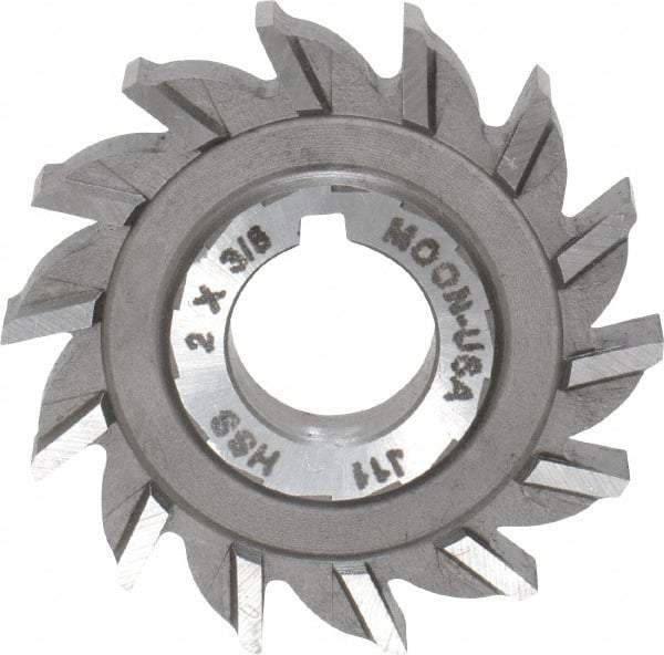 Made in USA - 2" Diam x 3/8" Width of Cut, 14 Teeth, High Speed Steel Side Milling Cutter - Straight Teeth, Uncoated - Industrial Tool & Supply