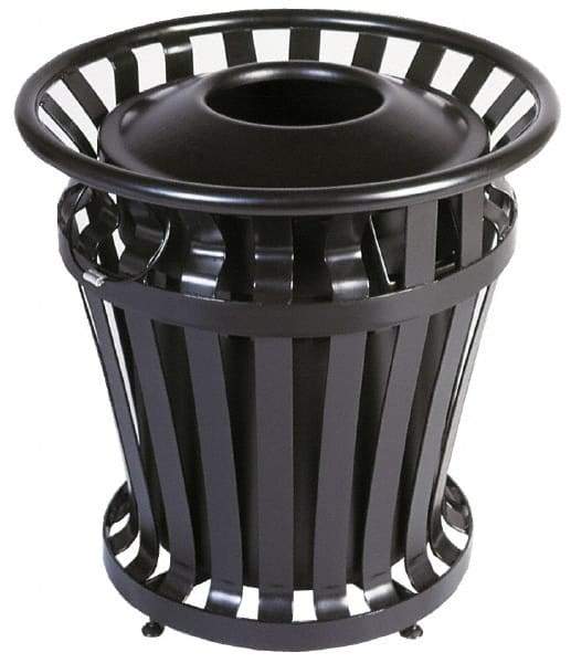 Rubbermaid - 20 Gal Black Round Trash Can - Steel, 27-1/2" High - Industrial Tool & Supply