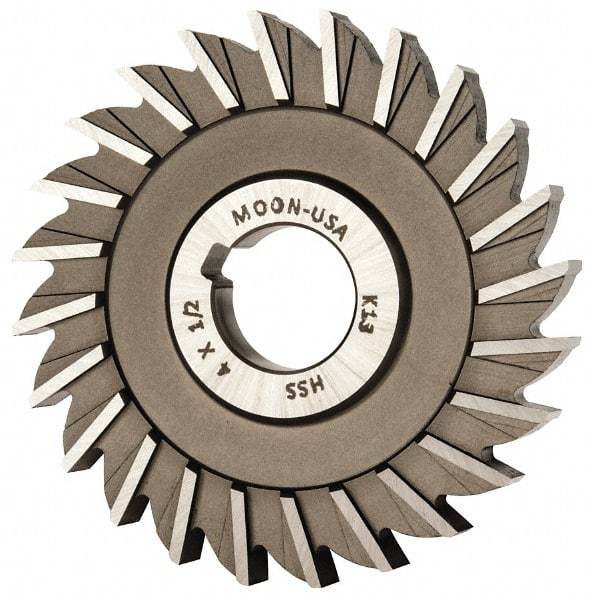 Made in USA - 4" Diam x 1/2" Width of Cut, 24 Teeth, High Speed Steel Side Milling Cutter - Straight Teeth, Uncoated - Industrial Tool & Supply