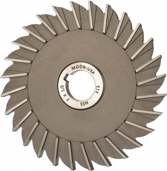 Made in USA - 7" Diam x 1/2" Width of Cut, 28 Teeth, High Speed Steel Side Milling Cutter - Straight Teeth, Uncoated - Industrial Tool & Supply