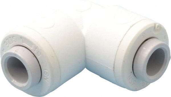 Parker - 1/4" Outside Diam, Polypropylene Push-to-Connect Tube Union Elbow - 150 Max psi, Tan - Industrial Tool & Supply