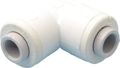 Parker - 1/4" Outside Diam, Polypropylene Push-to-Connect Tube Union Elbow - 150 Max psi, Tan - Industrial Tool & Supply