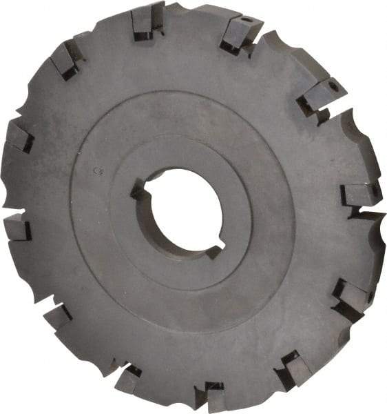 APT - Arbor Hole Connection, 0.485" Cutting Width, 2-1/16" Depth of Cut, 6" Cutter Diam, 1-1/4" Hole Diam, 12 Tooth Indexable Slotting Cutter - SM61 Toolholder, CTA 4 Insert, Neutral Cutting Direction - Industrial Tool & Supply