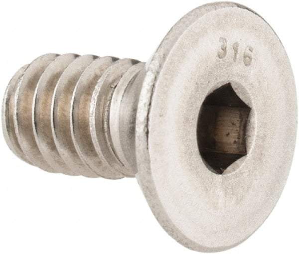 Value Collection - 1/4-20 UNC Hex Socket Drive, 82° Flat Screw - Grade 316 Stainless Steel, 1/2" OAL - Industrial Tool & Supply