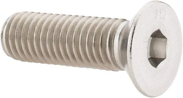 Value Collection - 1/2-13 UNC Hex Socket Drive, 82° Flat Screw - Grade 316 Stainless Steel, 1-3/4" OAL - Industrial Tool & Supply