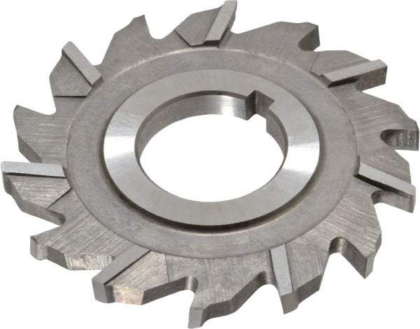 Made in USA - 2-1/8" Diam x 3/16" Width of Cut, 14 Teeth, High Speed Steel Side Milling Cutter - Staggered Teeth, Uncoated - Industrial Tool & Supply