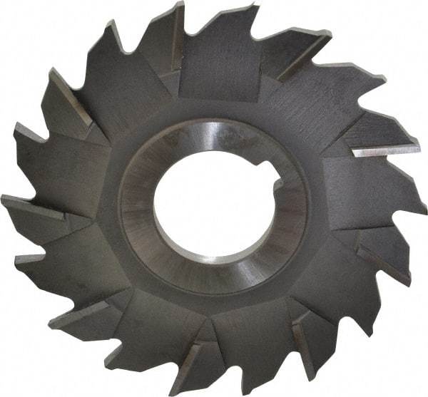 Made in USA - 3-1/2" Diam x 7/32" Width of Cut, 18 Teeth, High Speed Steel Side Milling Cutter - Staggered Teeth, Uncoated - Industrial Tool & Supply