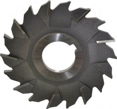 Made in USA - 3-1/2" Diam x 7/32" Width of Cut, 18 Teeth, High Speed Steel Side Milling Cutter - Staggered Teeth, Uncoated - Industrial Tool & Supply