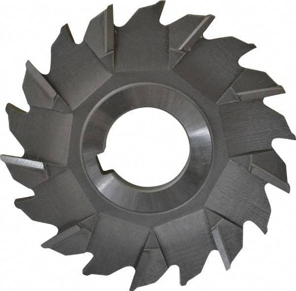 Made in USA - 3-1/2" Diam x 1/4" Width of Cut, 18 Teeth, High Speed Steel Side Milling Cutter - Staggered Teeth, Uncoated - Industrial Tool & Supply