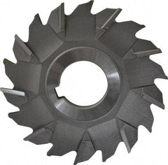 Made in USA - 3-1/2" Diam x 1/4" Width of Cut, 18 Teeth, High Speed Steel Side Milling Cutter - Staggered Teeth, Uncoated - Industrial Tool & Supply