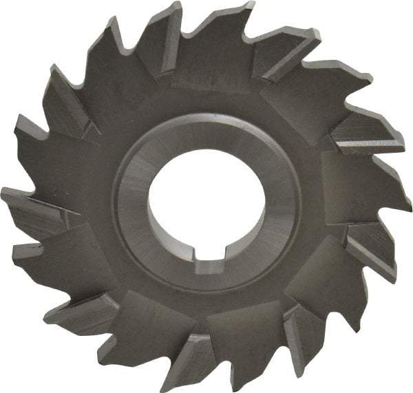 Made in USA - 3-1/2" Diam x 3/8" Width of Cut, 18 Teeth, High Speed Steel Side Milling Cutter - Staggered Teeth, Uncoated - Industrial Tool & Supply
